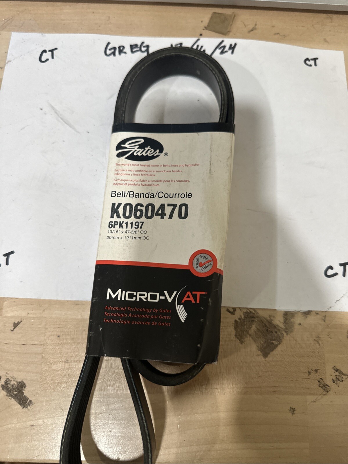 Gates Serpentine Belt Premium OE Micro-V AT Belt Gates K060470 NOS