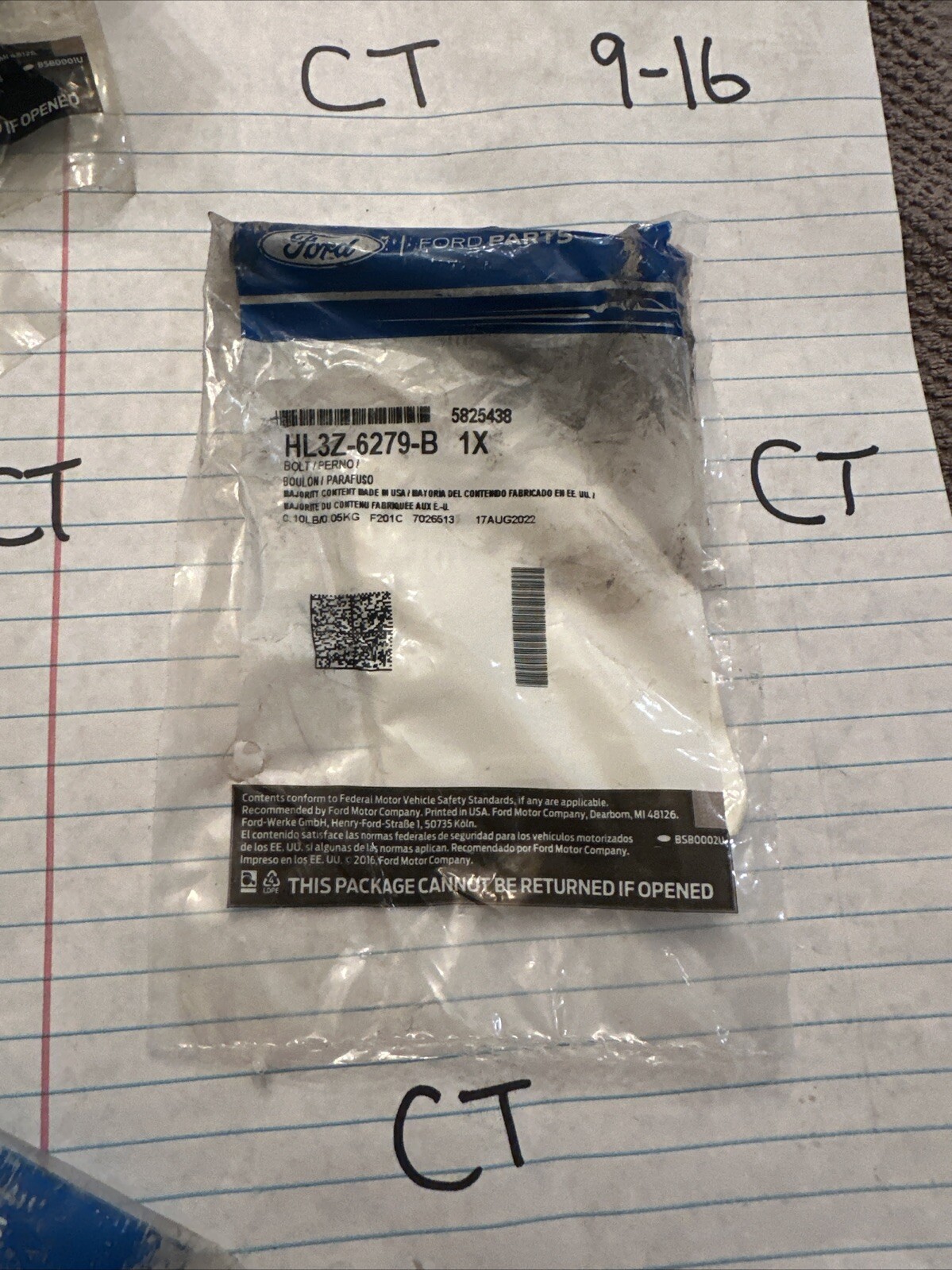 Genuine Ford Bolt HL3Z-6279-B