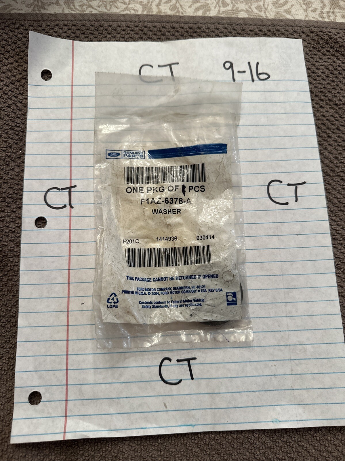 Genuine Ford Crankshaft Pulley Washer F1AZ-6378-A