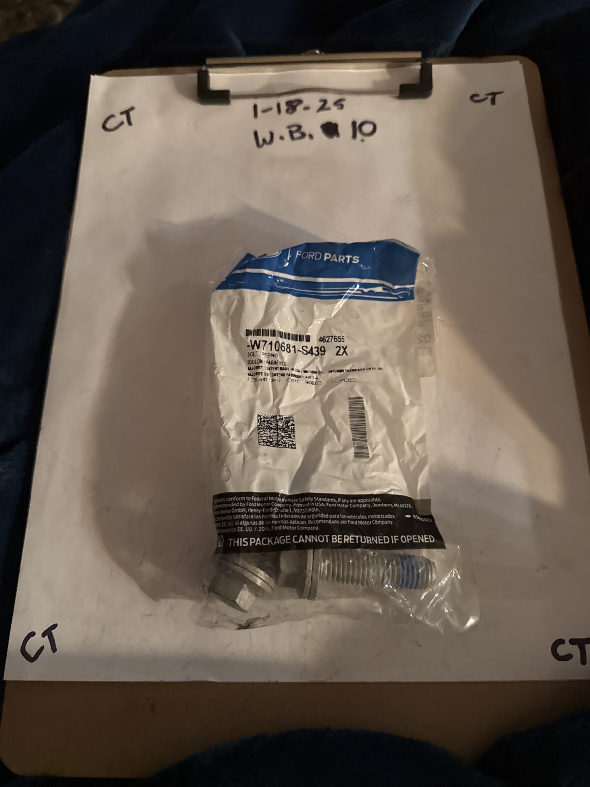 Genuine Ford Disc Brake Caliper Bracket Mounting Bolt W710681-S439