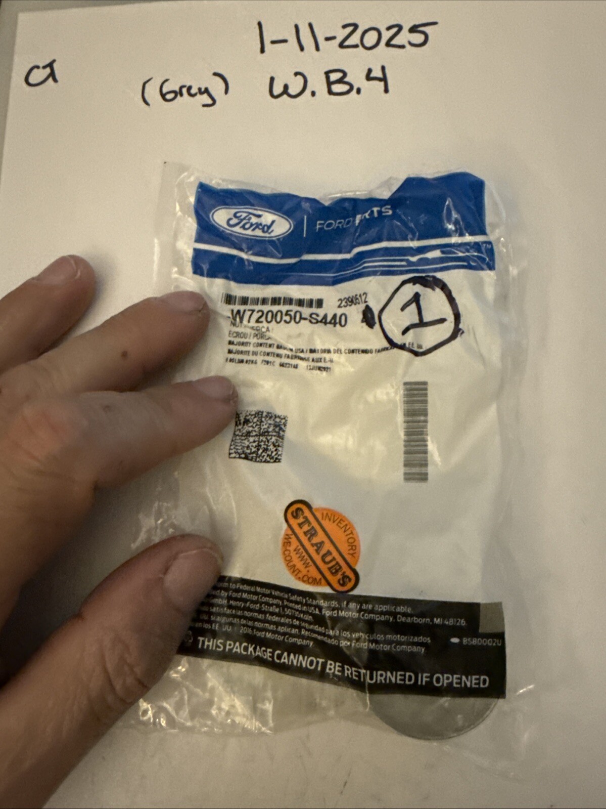 Genuine Ford Ft Lower Control Arm Retainer Nut W720050-S440 - Image 3