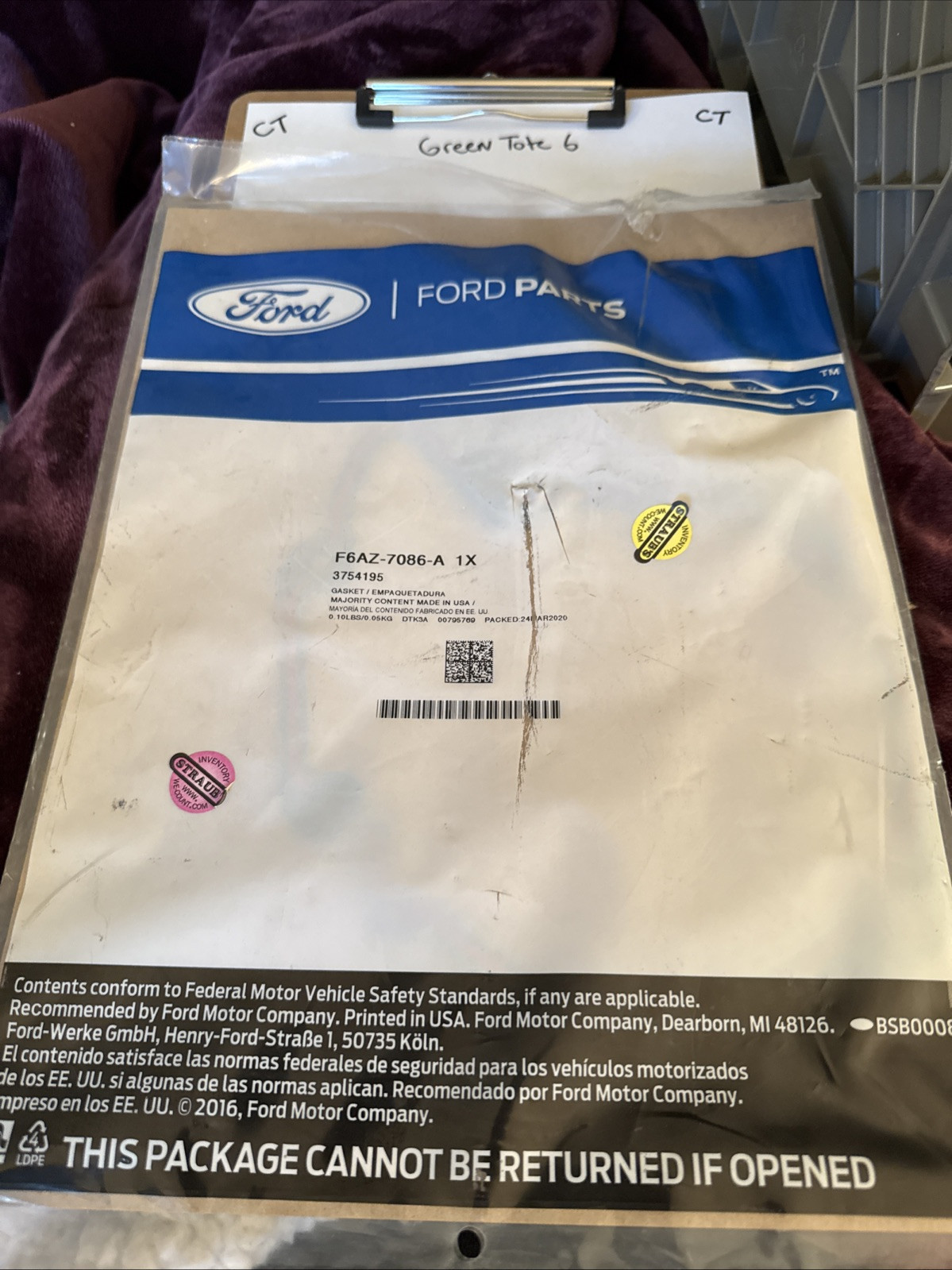 Genuine Ford Gasket F6AZ-7086-A