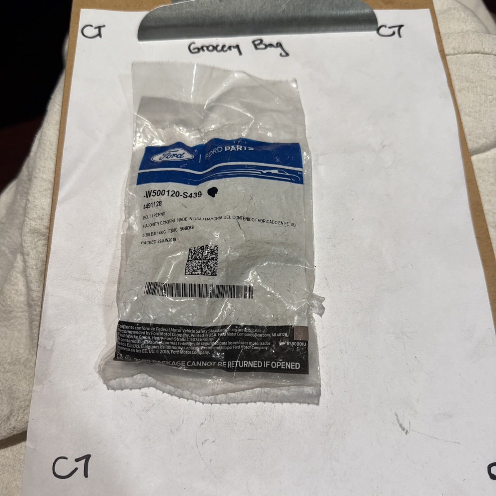 Genuine Ford Starter Bolt -W500120-S439