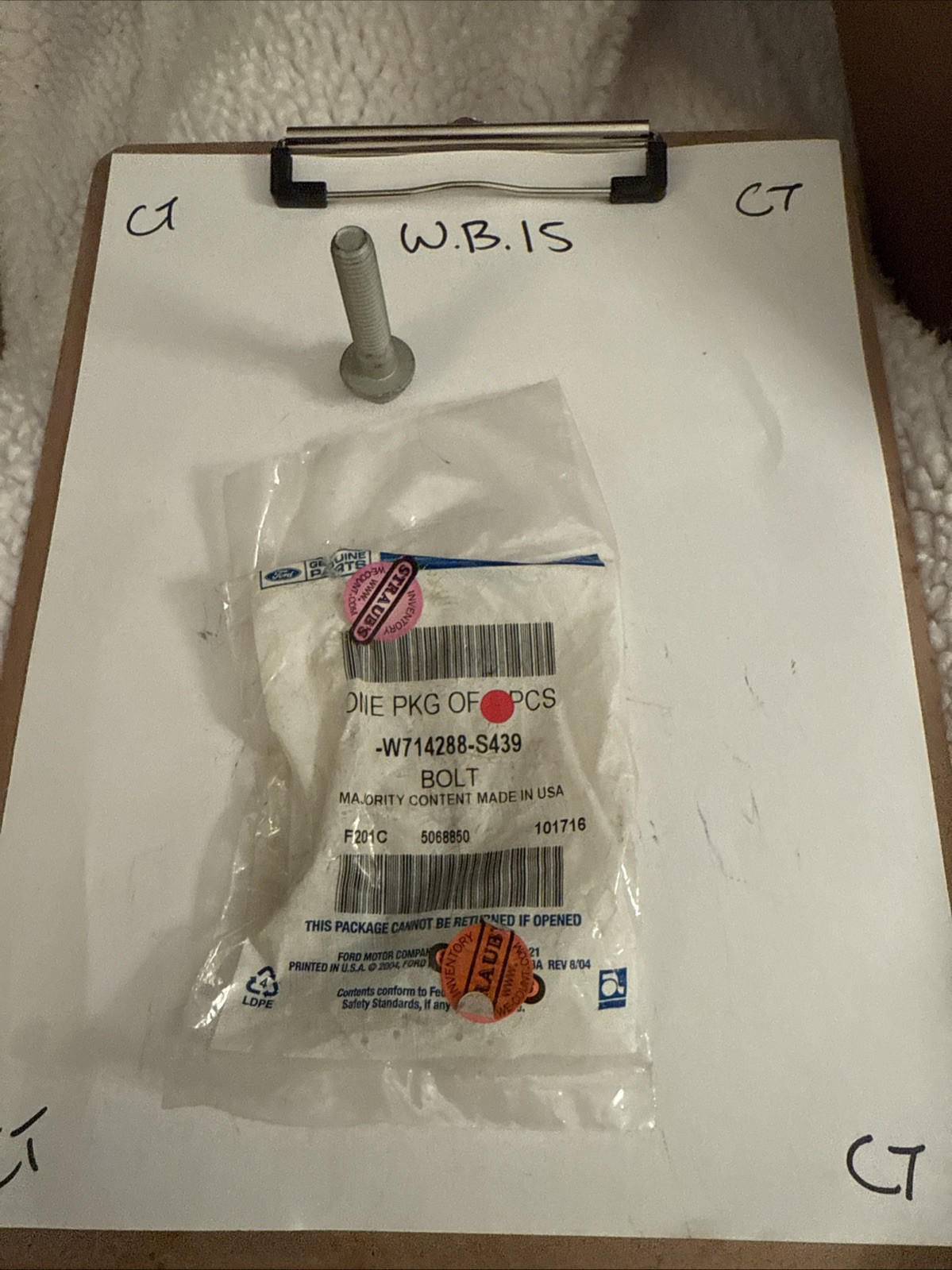 Genuine Ford Upper Duct Bolt -W714288-S439