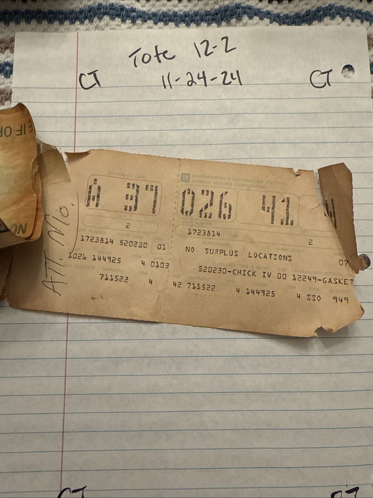 Genuine Gm OEM Nos 1723814 (1) Gasket Only Sold Individually - Image 3