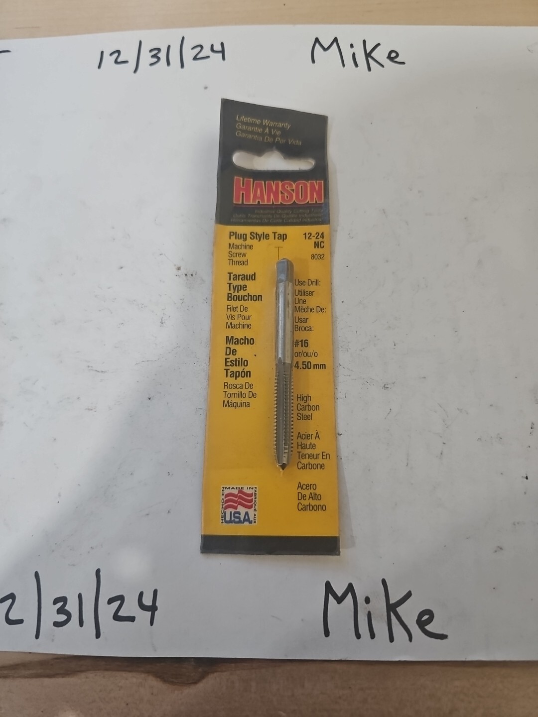 Hanson 8032 Hanson High Carbon Steel SAE Plug Tap 12-24NC 1 pc - Image 3