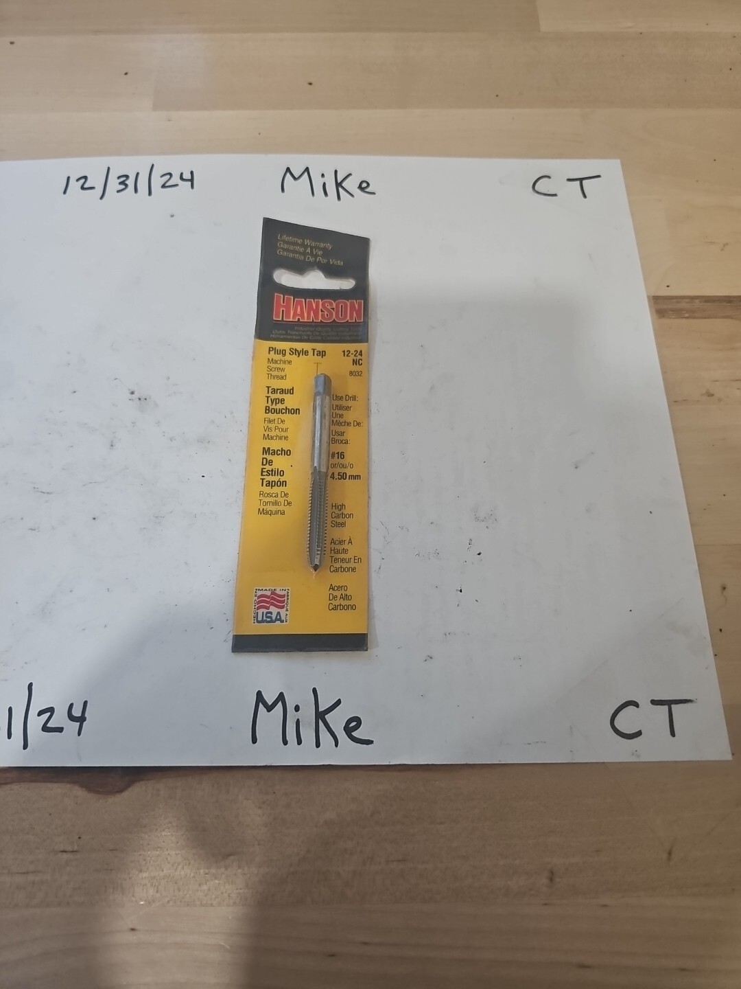 Hanson 8032 Hanson High Carbon Steel SAE Plug Tap 12-24NC 1 pc