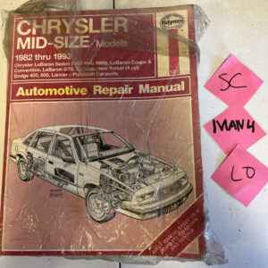 Haynes 1337 Chrysler Mid-Size Models 1982-1993 Car Auto Repair Manual. New Vtg