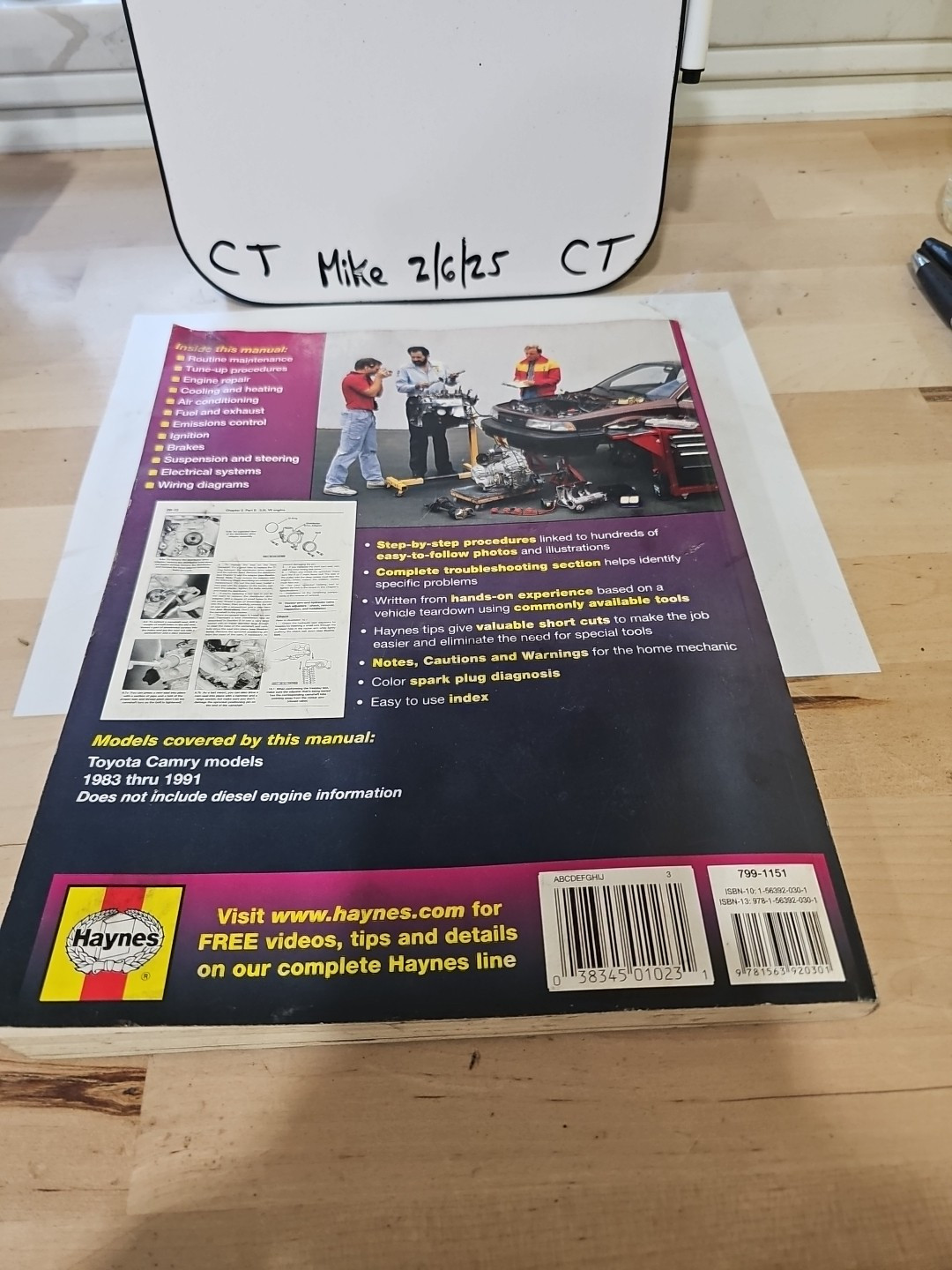 Haynes 92005 Repair Manual For 1983-1991 Toyota Camry - Image 3