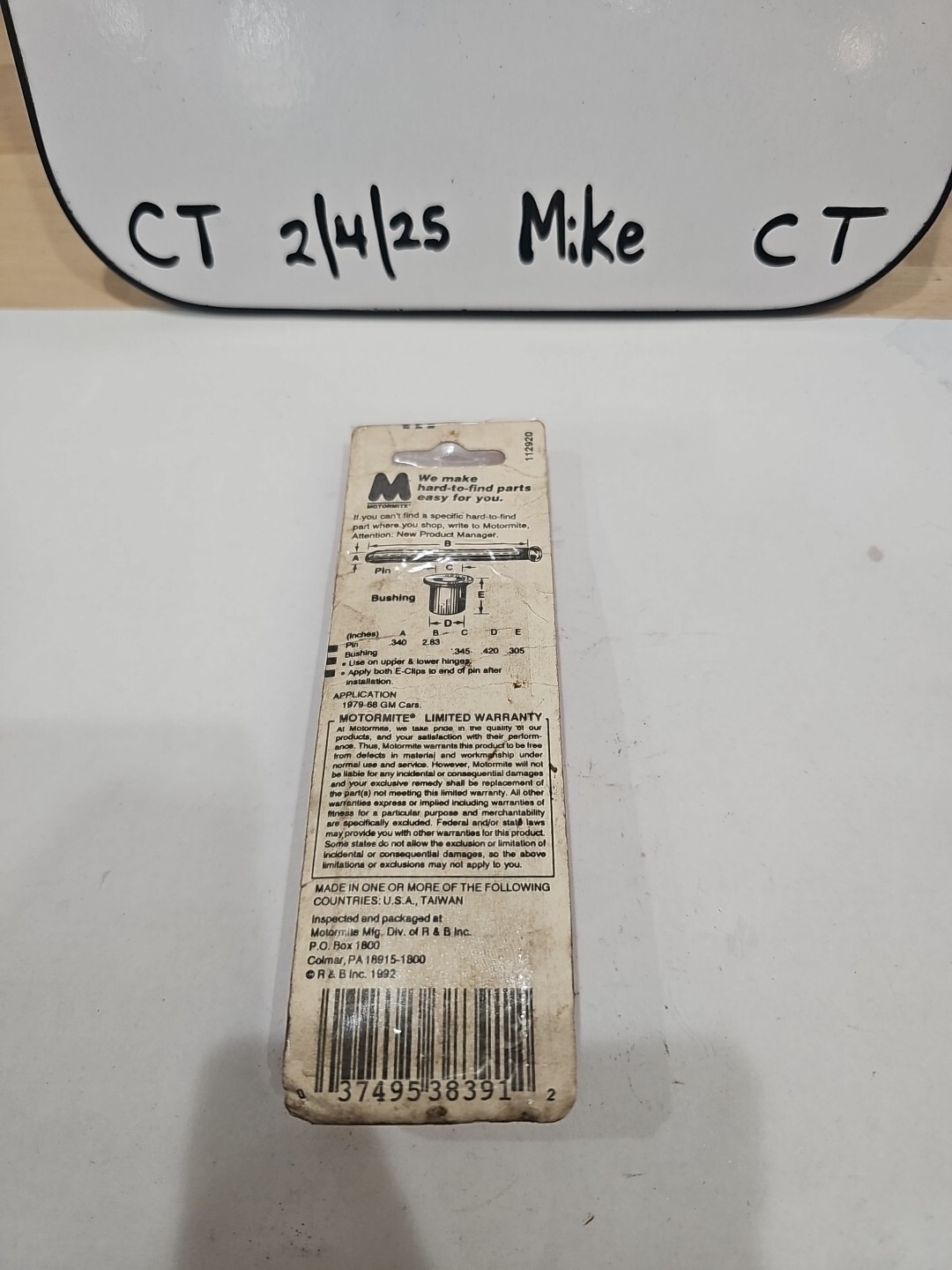 Help! Motormite/Dorman 38391 Door Hinge Pin Kit *No Bushing fits 71-79 Pontiac - Image 3