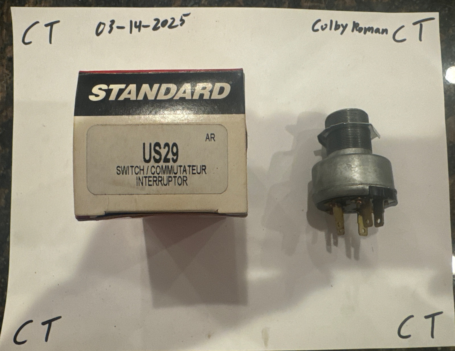 Ignition Starter Switch Standard Motor Products US-29 NOS