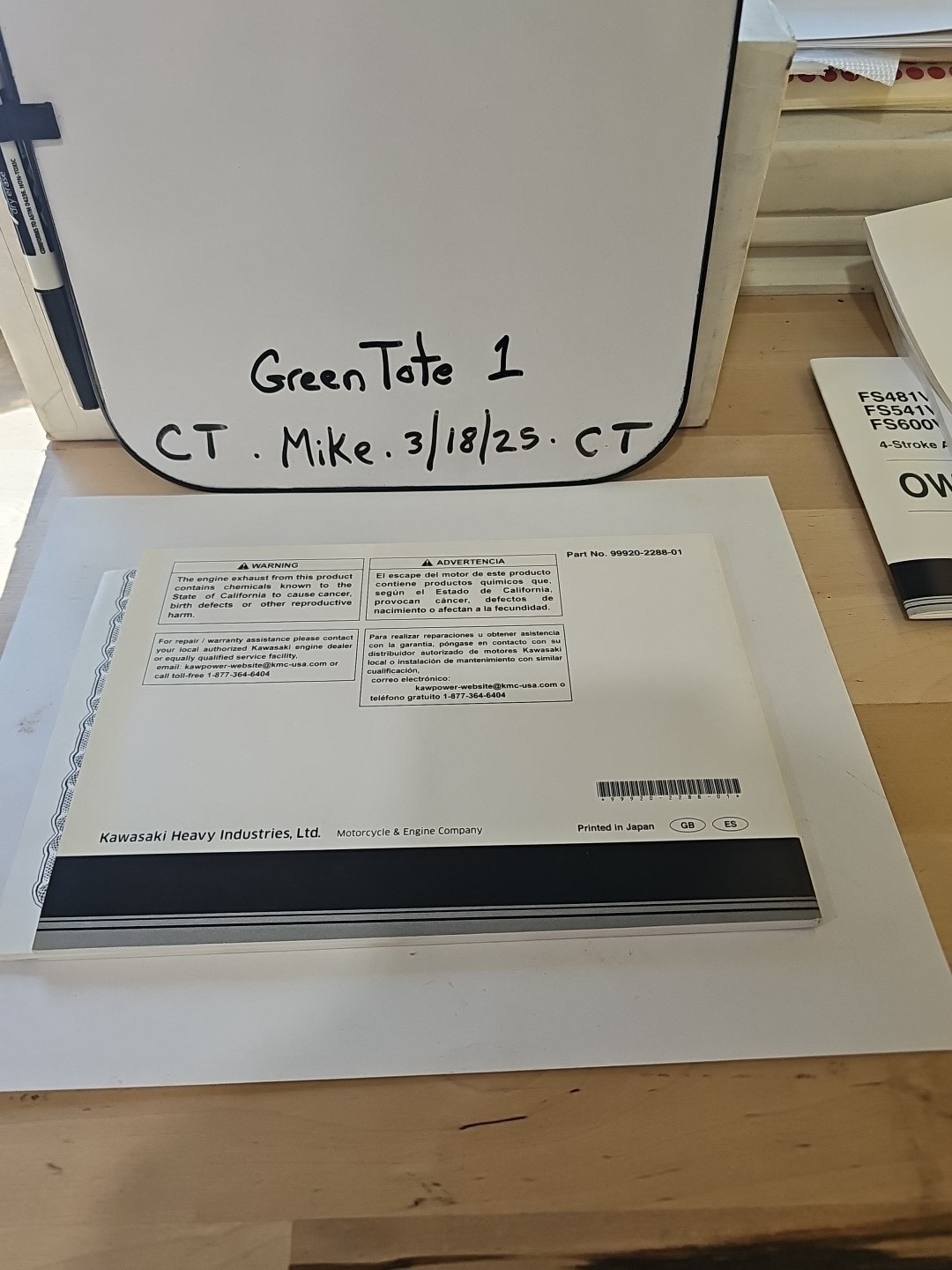 Kawasaki FX651V FX691V FX730V Gas Engine Owners Manual. - Image 3