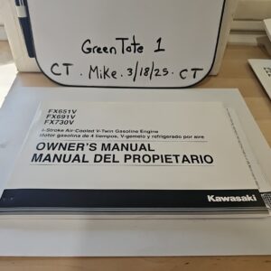 Kawasaki FX651V FX691V FX730V Gas Engine Owners Manual.