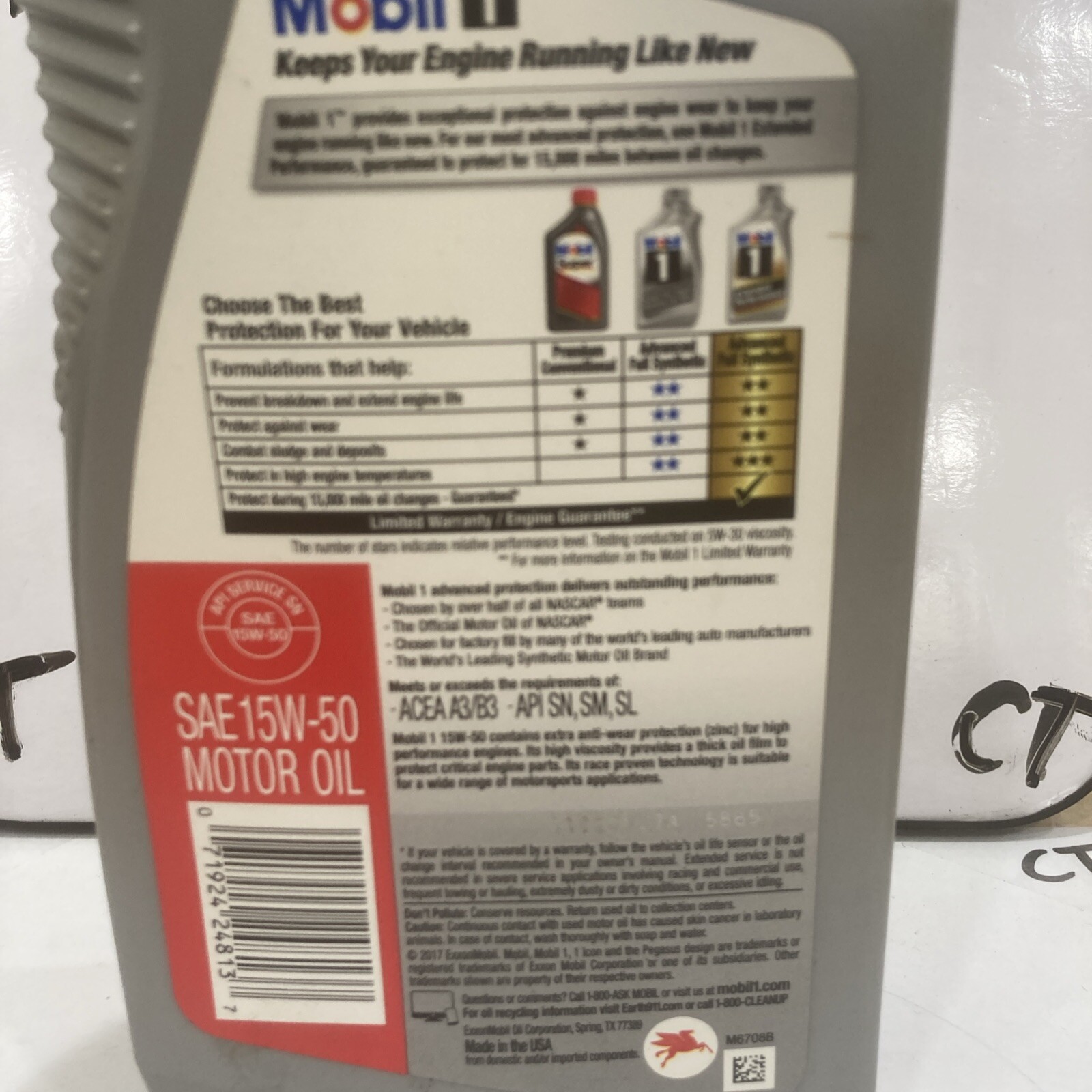 Mobil 1 122377-1 Full Synthetic Engine Oil 15W50 1 Quart Bottle Sold Individuall - Image 4