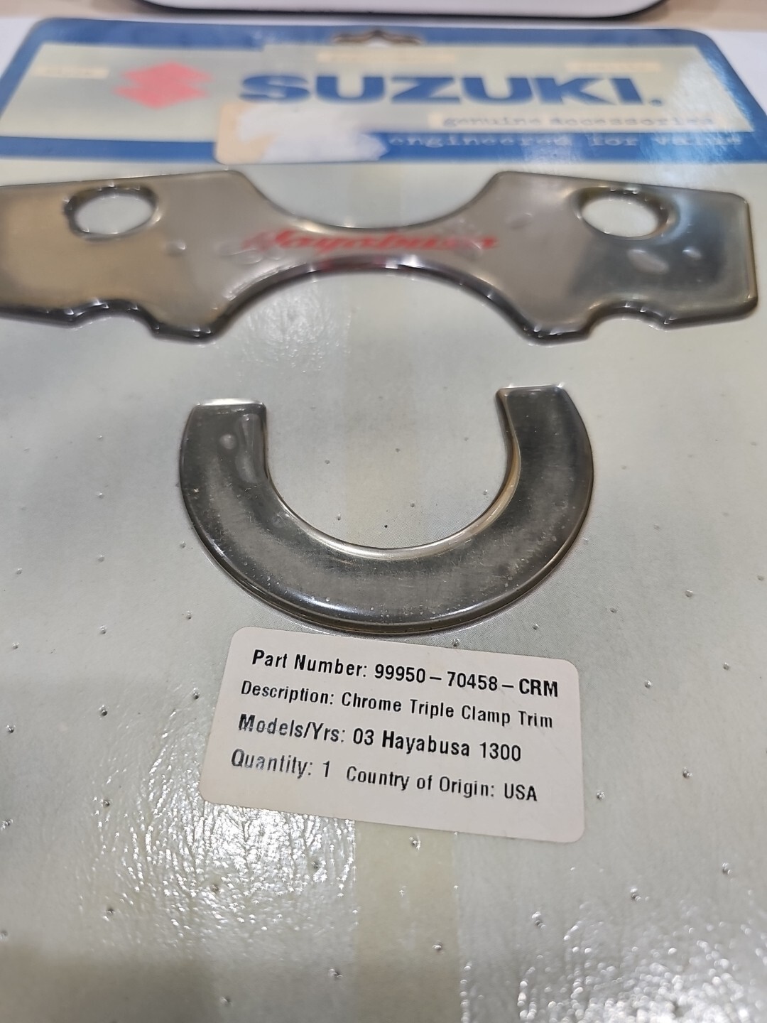NEW SUZUKI GENIUNE 03 HAYABUSA GSXR1300 99950-70458-CRM Chrome Triple Clamp Trim - Image 3