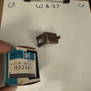 NOS 1963 -1967 Corvette Upper Door Glass Stop Bracket, Rear, Convertible 3822541