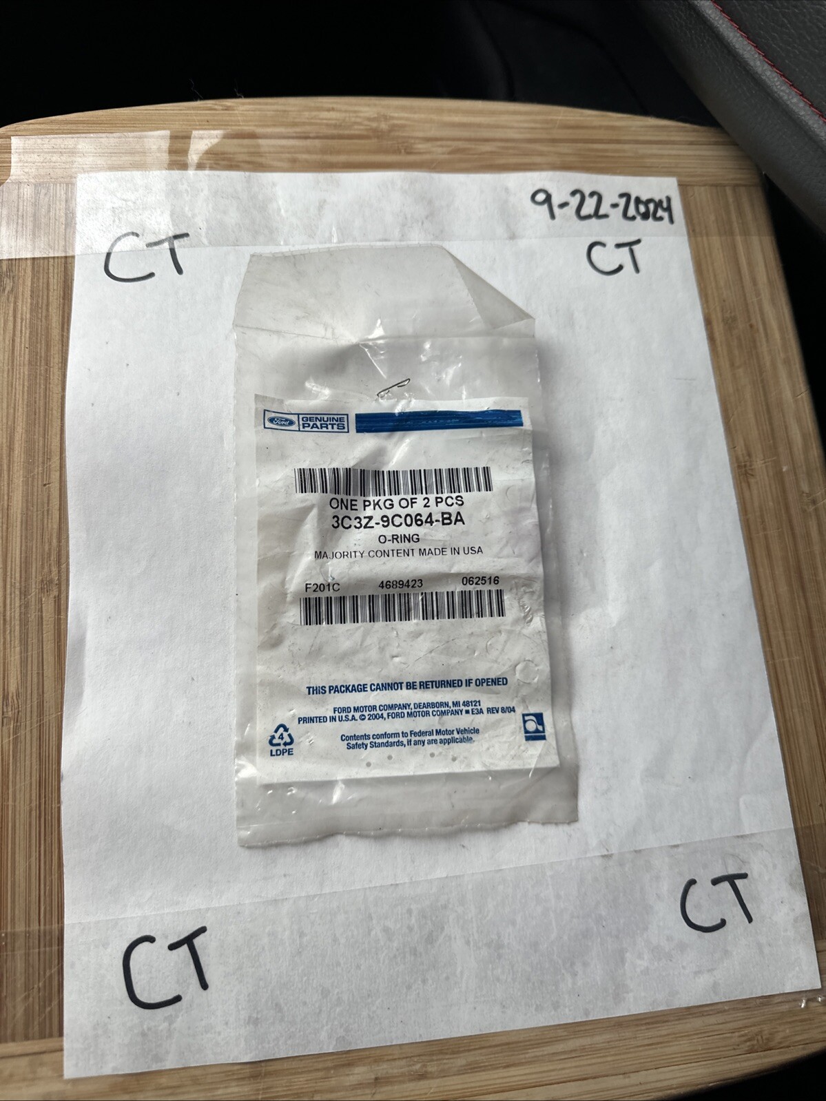New OEM Ford 3C3Z-9C064-BA Red O-Rings Qty 2 NOS