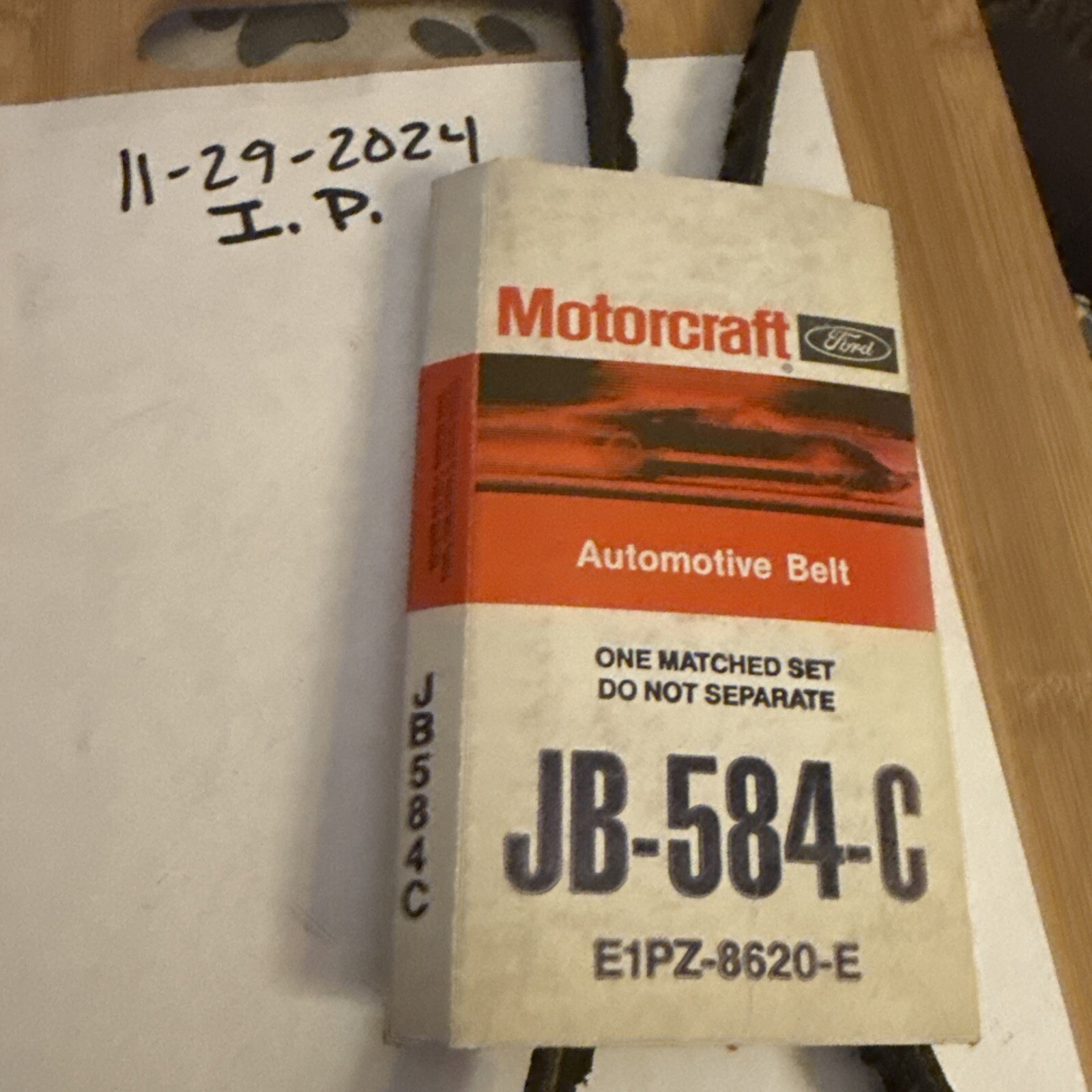 New OEM Motorcraft JB-584C, E1PZ-8620-E Belt NOS
