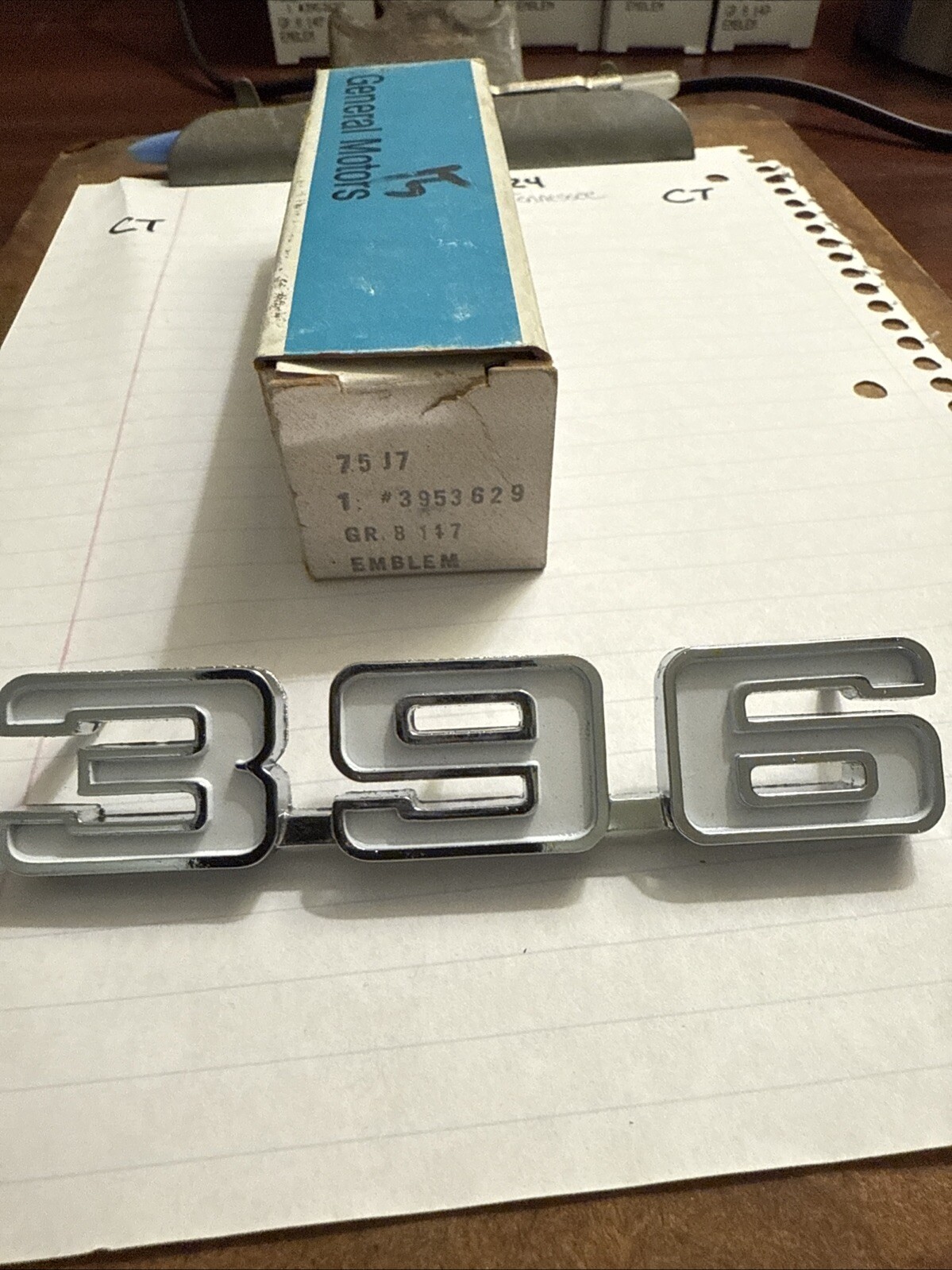 OEM Genuine NOS GM 1969 CAMARO 396 FENDER EMBLEM Vintage Brand New Original - Image 3