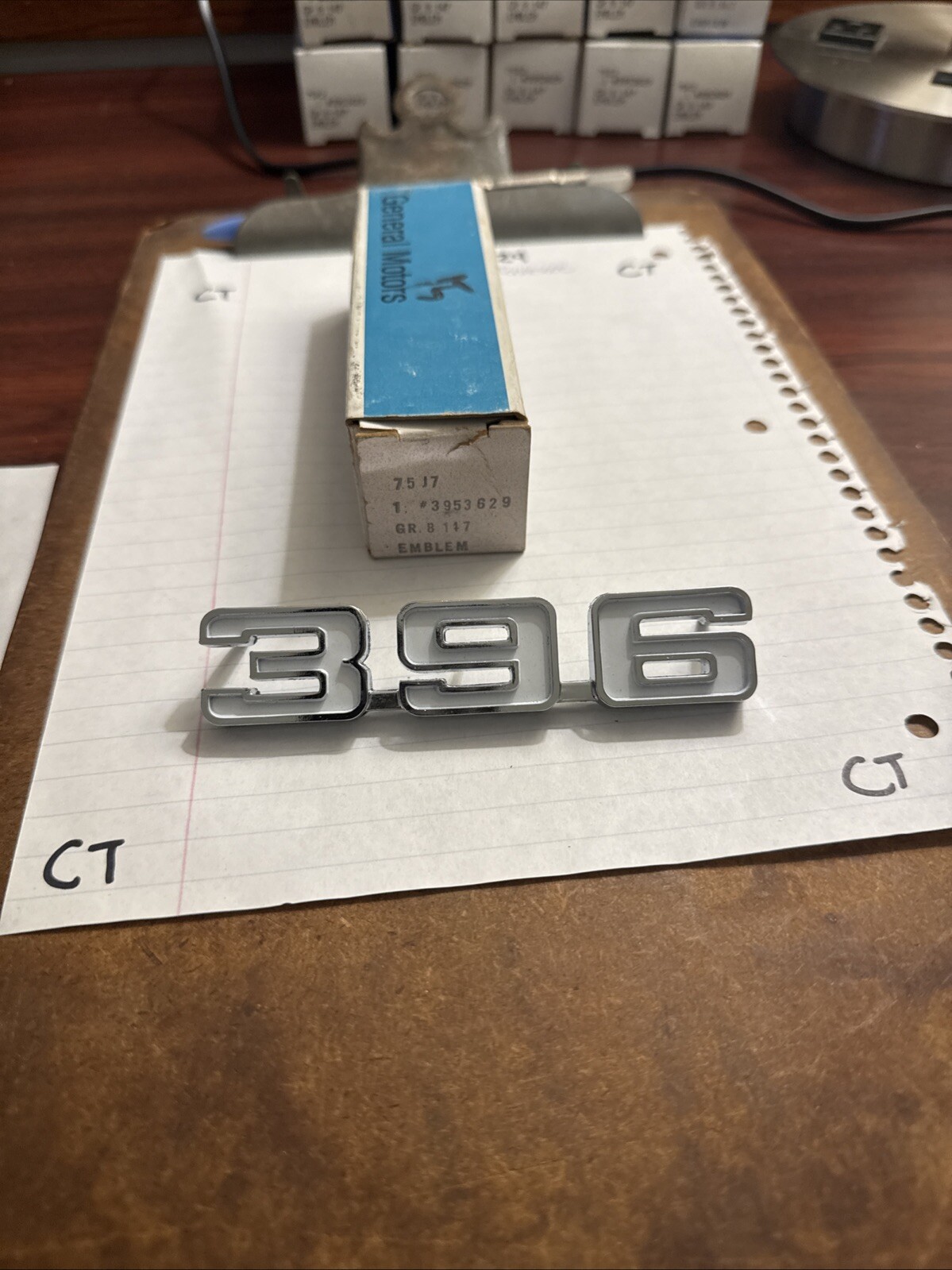 OEM Genuine NOS GM 1969 CAMARO 396 FENDER EMBLEM Vintage Brand New Original