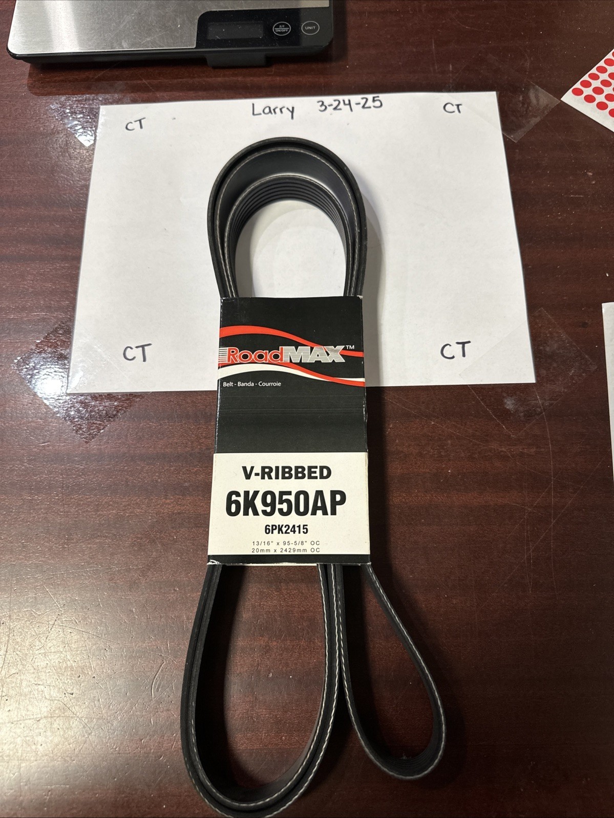 Roadmax 6K950AP Serpentine Belt-Automotive V-Ribbed For Audi A6 Quattro 2007-16