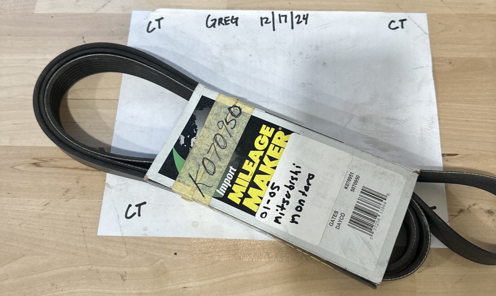 Serpentine Belt-Multi-V Mileage Maker K070950