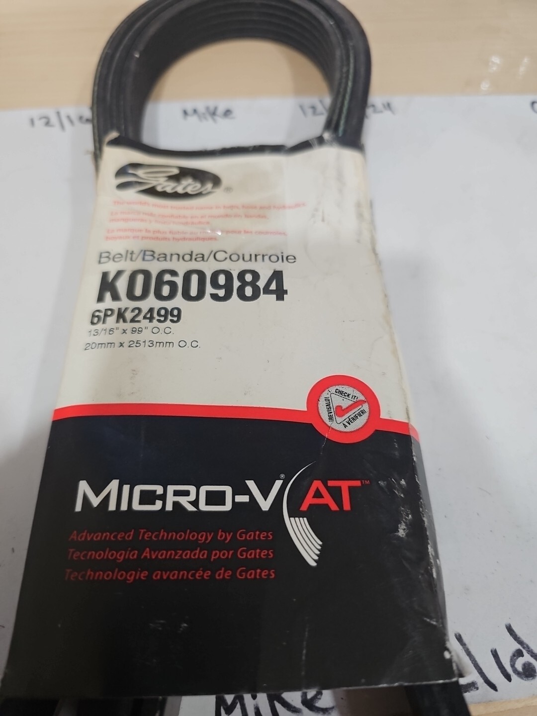 Serpentine Belt Premium OE Micro-V Belt Gates K060984 NOS - Image 3