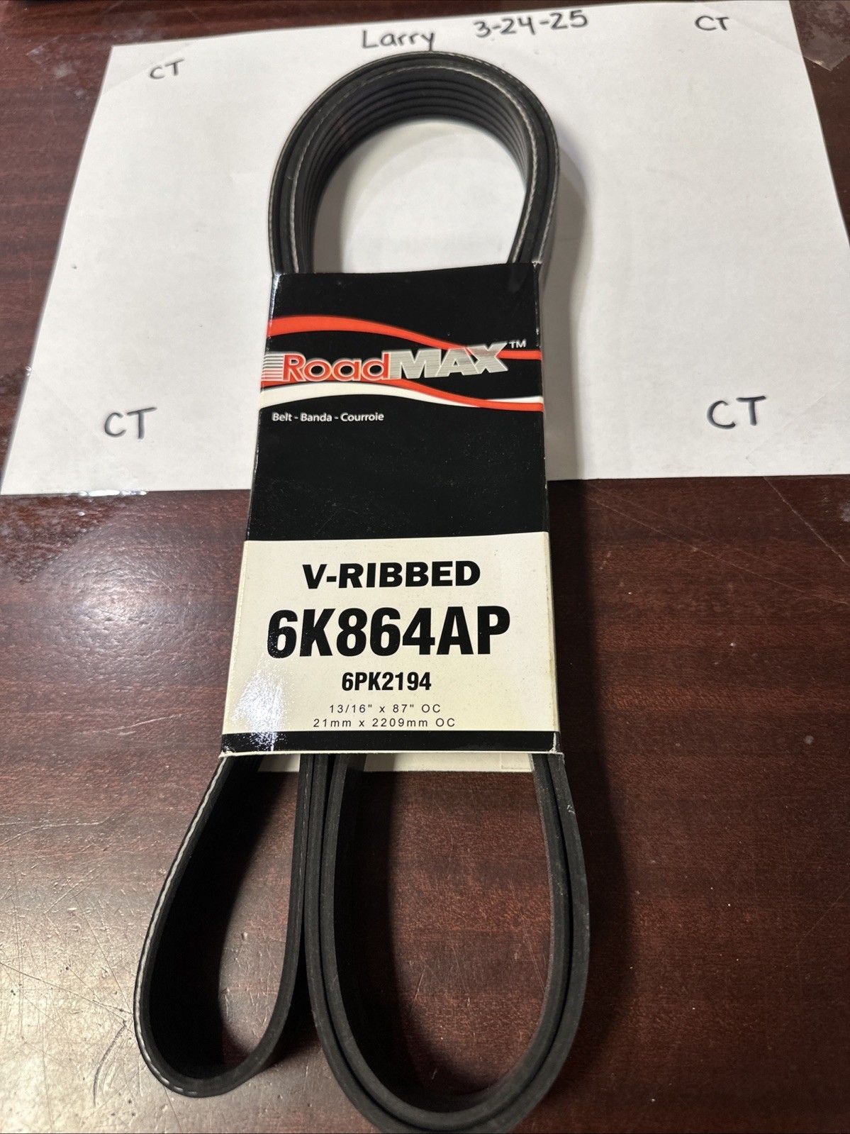 Serpentine Belt Roadmax 6K864AP