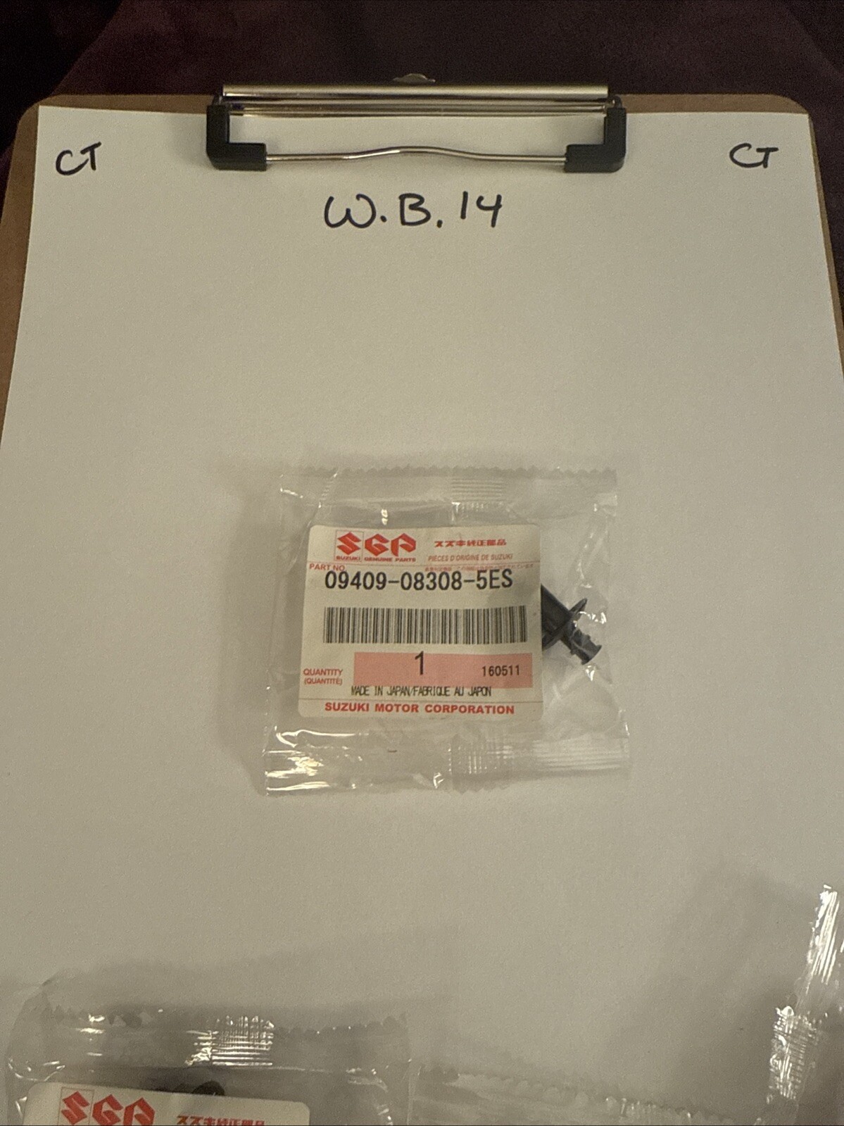 Suzuki Black Clip (7.6 x 25.7), 09409-08308-5ES