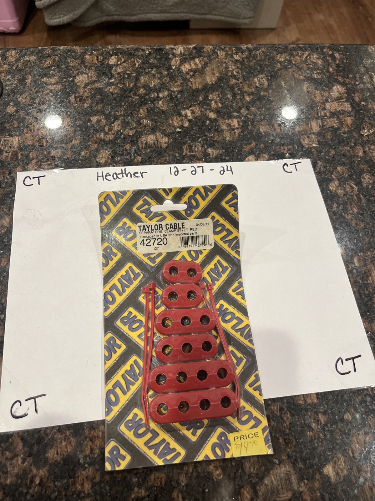 Taylor Cable 42720 Spark Plug Wire Separator 7-8mm wire Clamp Style Holder Red