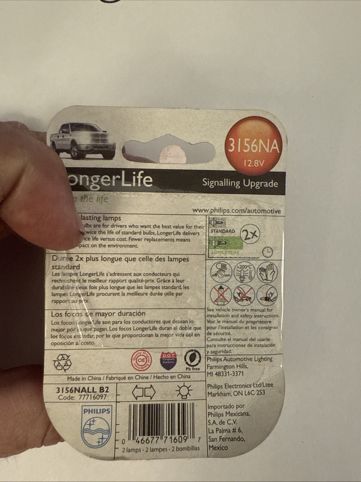 Turn Signal Light Bulb-Longerlife - Twin Blister Pack Philips 3156NALLB2 - Image 3