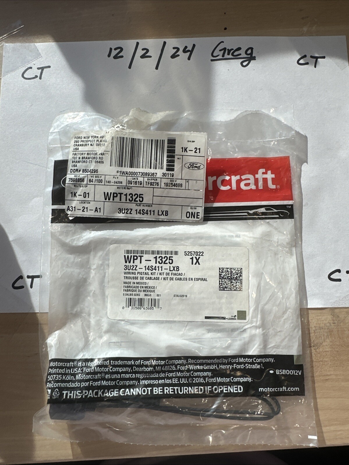 WPT-1325 Motorcraft Engine Coolant Temperature Sensor Connector