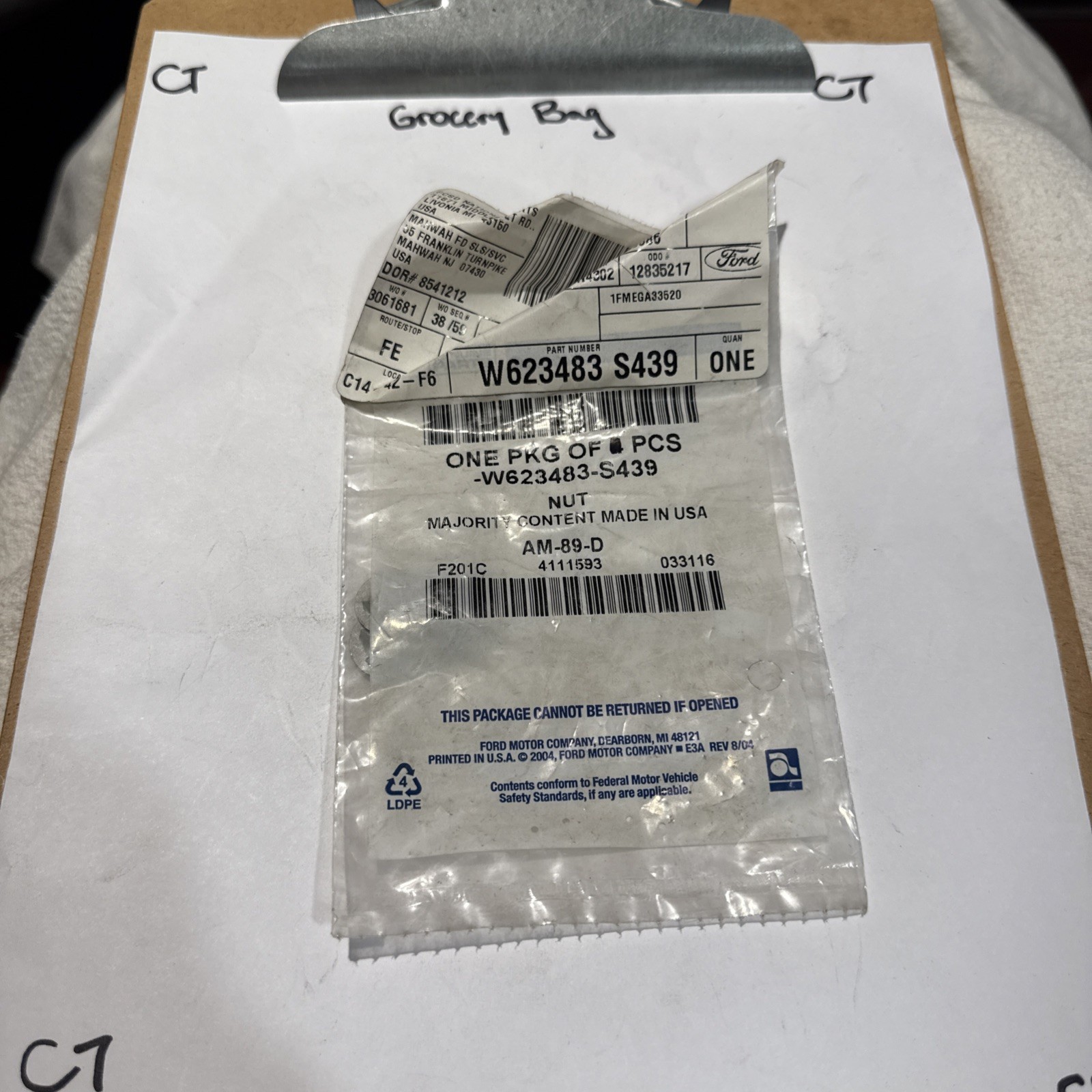 (1) FORD OEM 13-15 Police Interceptor Utility-Cooler Pipe Retainer W623483S439