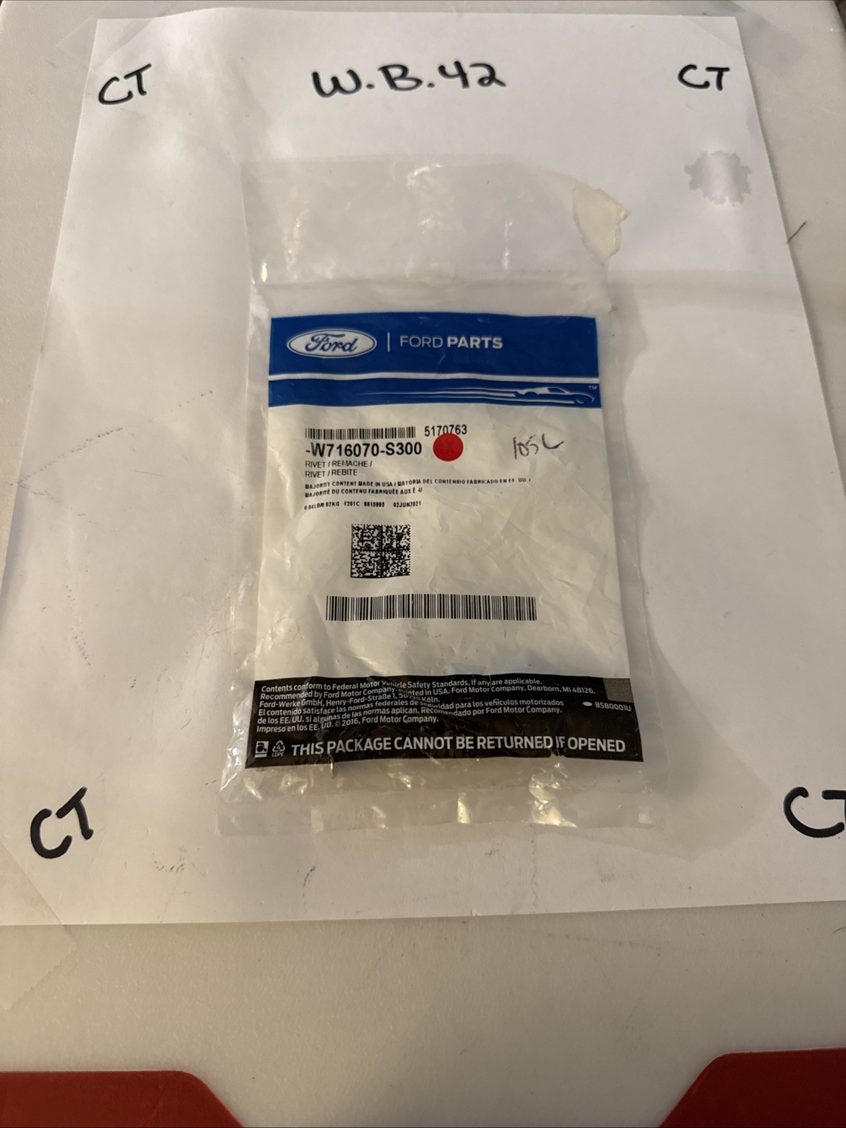 (1) Ford Rivet Part Number - W716070-S300 Sold Individually