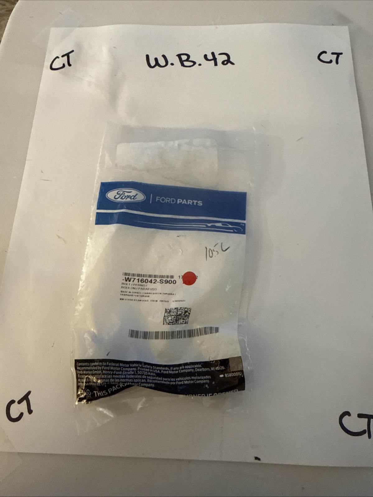 (1) Genuine Ford Center Track Bolt -W716042-S900 Sold Individually