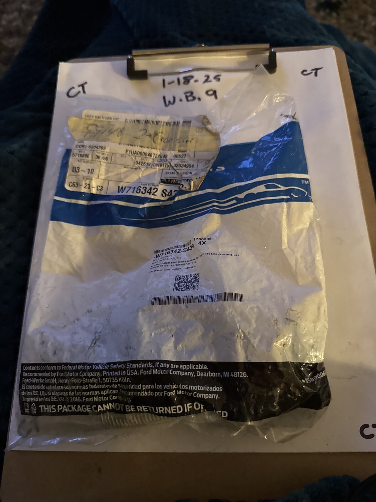 (1) Genuine Ford Link Rod Lower Bolt -W716342-S439 Sold Individually