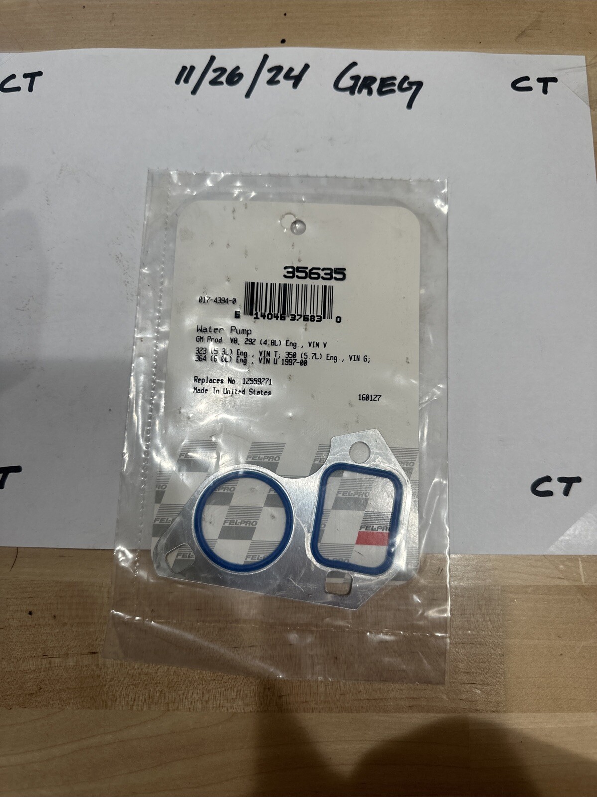 35635 Fel-Pro Engine Water Pump Gasket Made In USA Fel-Pro 35635