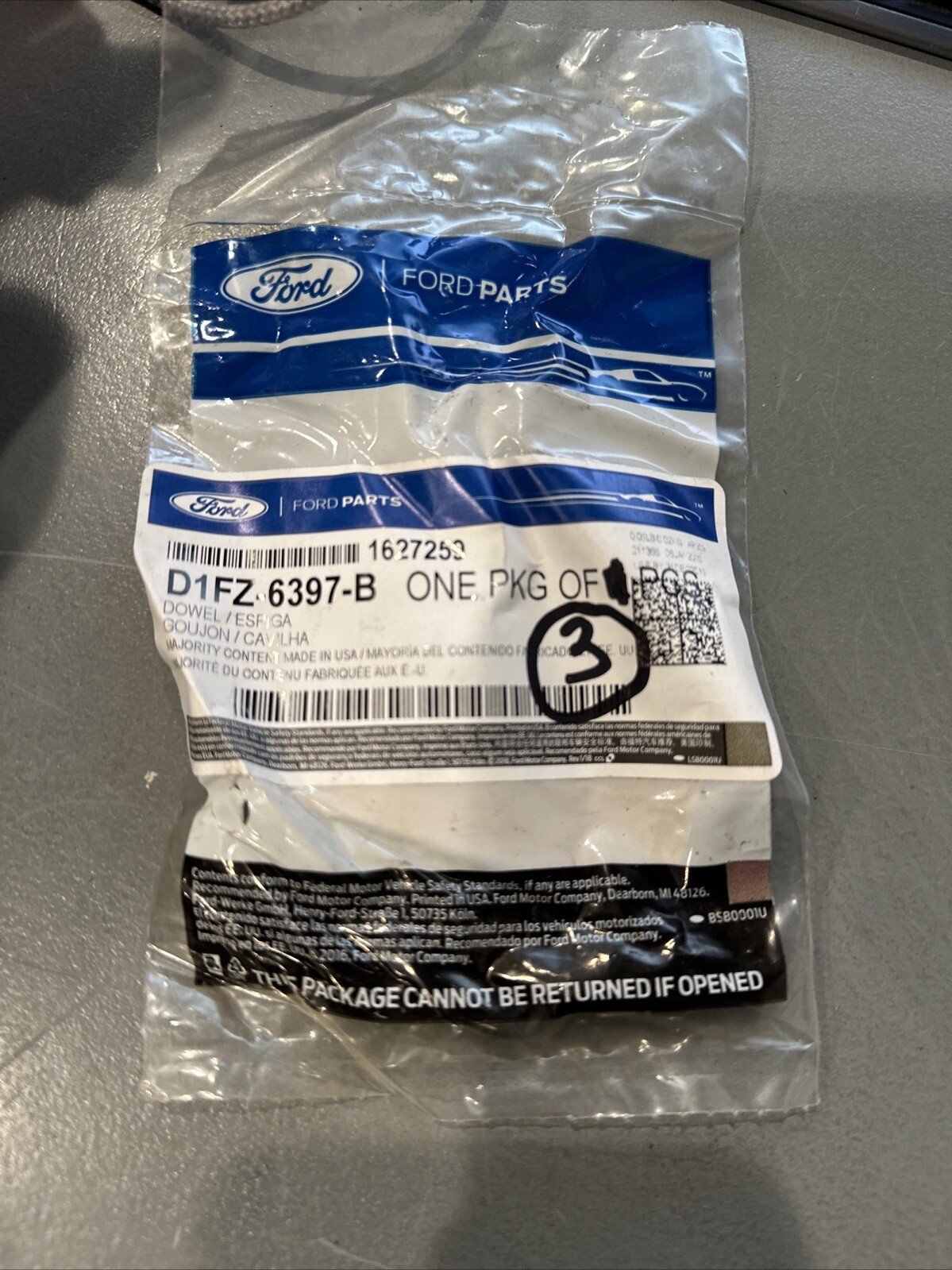 (3)NEW - OEM Ford D1FZ-6397-B Block To Flywheel Housing Dowel 1971-72 1.6L 2.0L