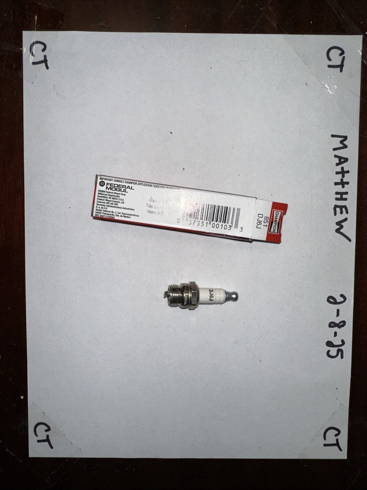 851 DJ6J Champion Rotary Spark Plug B5