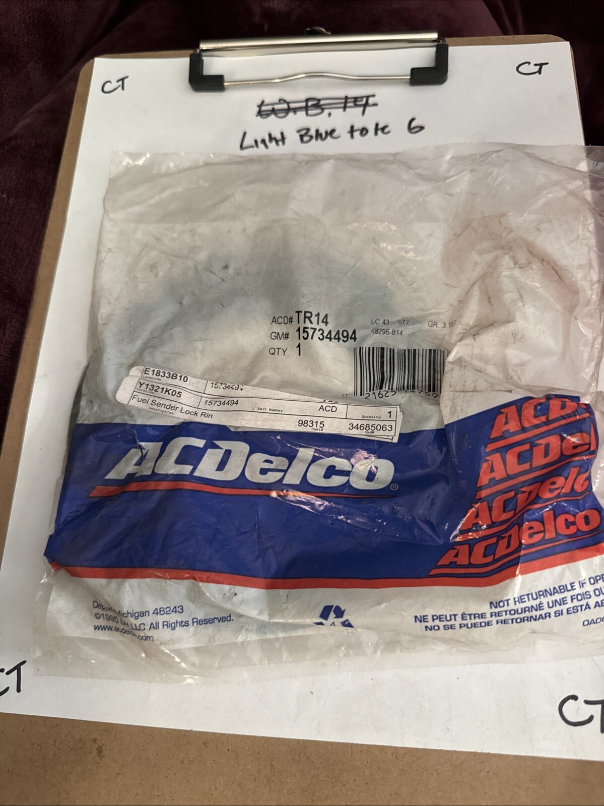 ACDelco TR14 Fuel Tank Lock Ring/Seal 15734494