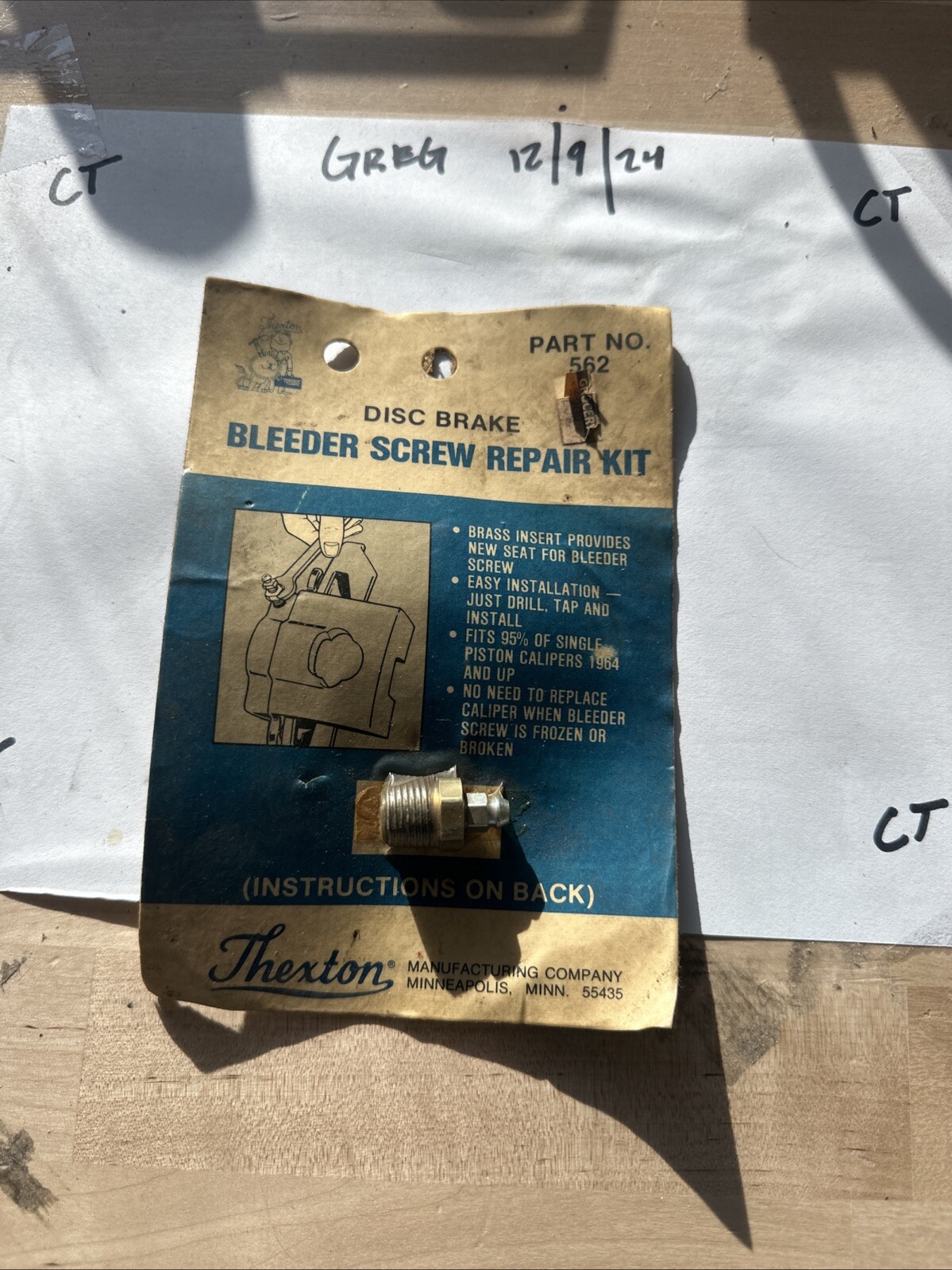 Bleeder Screw Repair Kit Thexton No. 562
