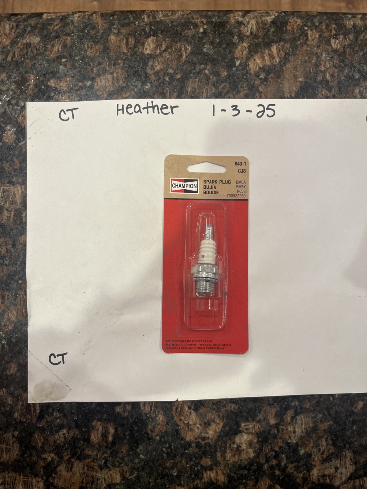 Champion CJ8 SM ENG PLUG CARDED 843-1 Genuine Replacement Part Spark Plug - Image 3