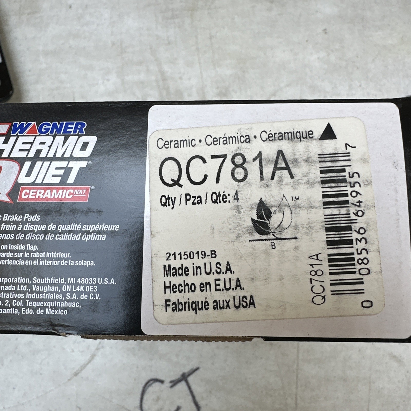 Disc Brake Pad Set-ThermoQuiet Disc Brake Pad Front Wagner QC781A - Image 3