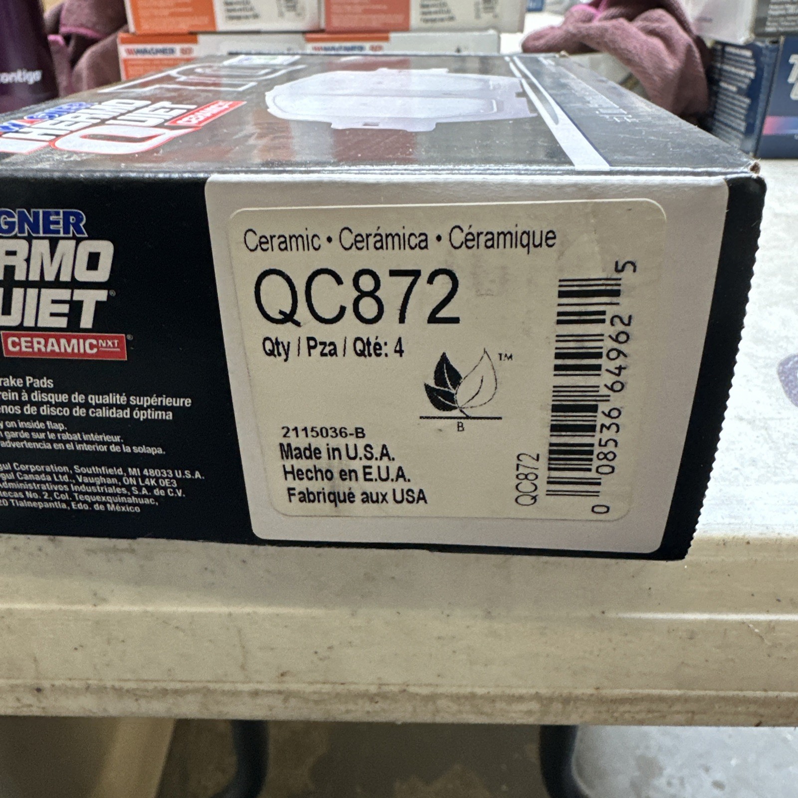 Disc Brake Pad Set-ThermoQuiet Disc Brake Pad Front Wagner QC872 - Image 3