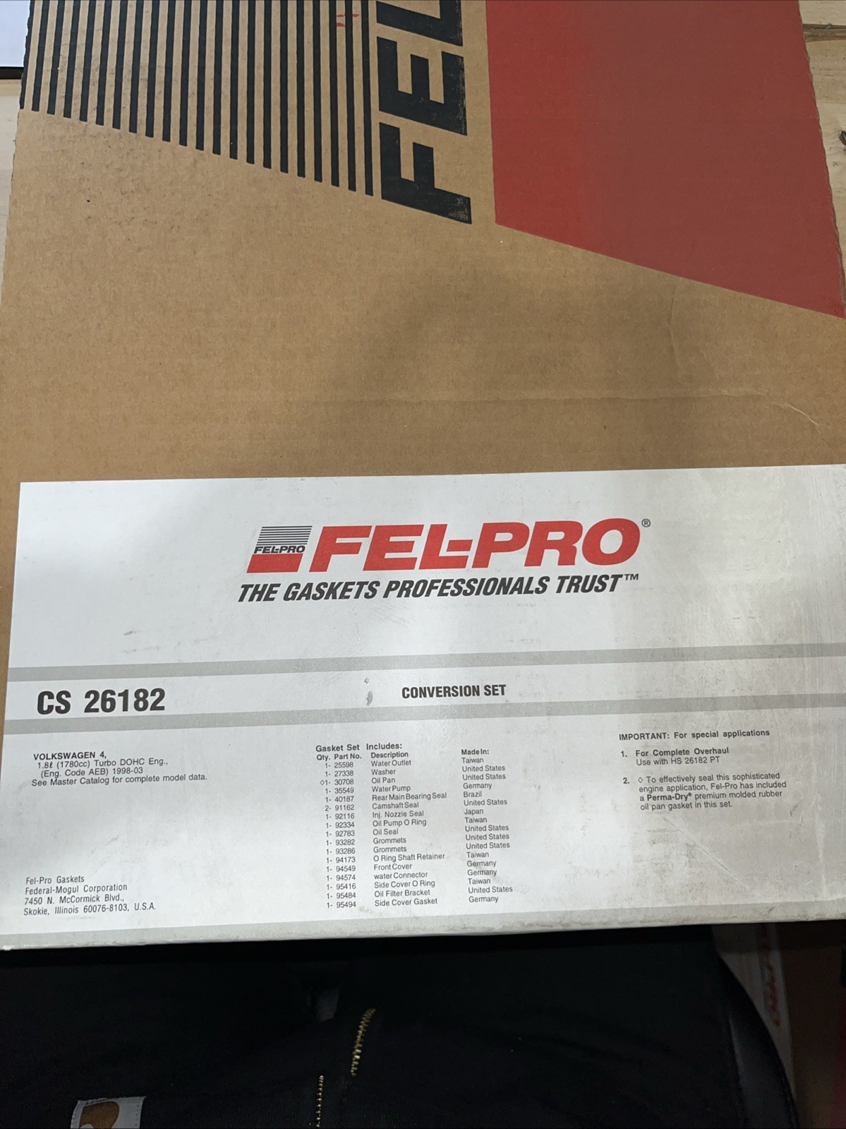 Engine Conversion Gasket Set Fel-Pro CS 26182 - Image 3