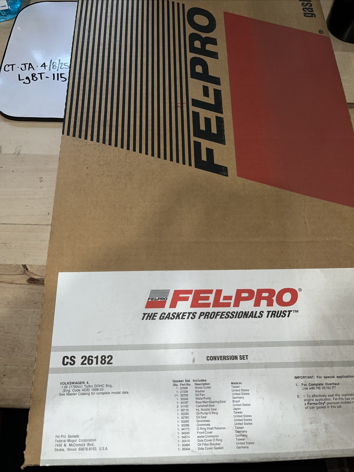 Engine Conversion Gasket Set Fel-Pro CS 26182