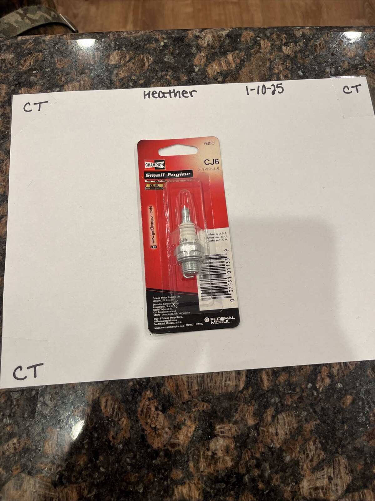 GENUINE CHAMPION PART # CJ6 Small Engine Spark Plug 849C - Image 3