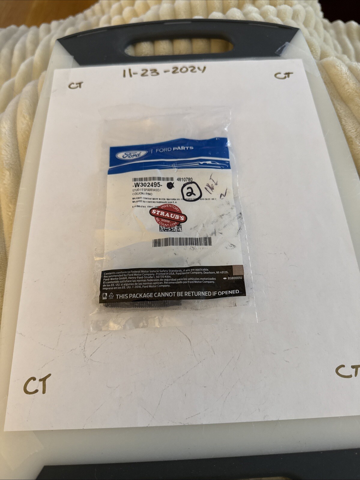 GENUINE FORD EXHAUST MANIFOLD STUD W302495 SET OF (2) NEW OEM