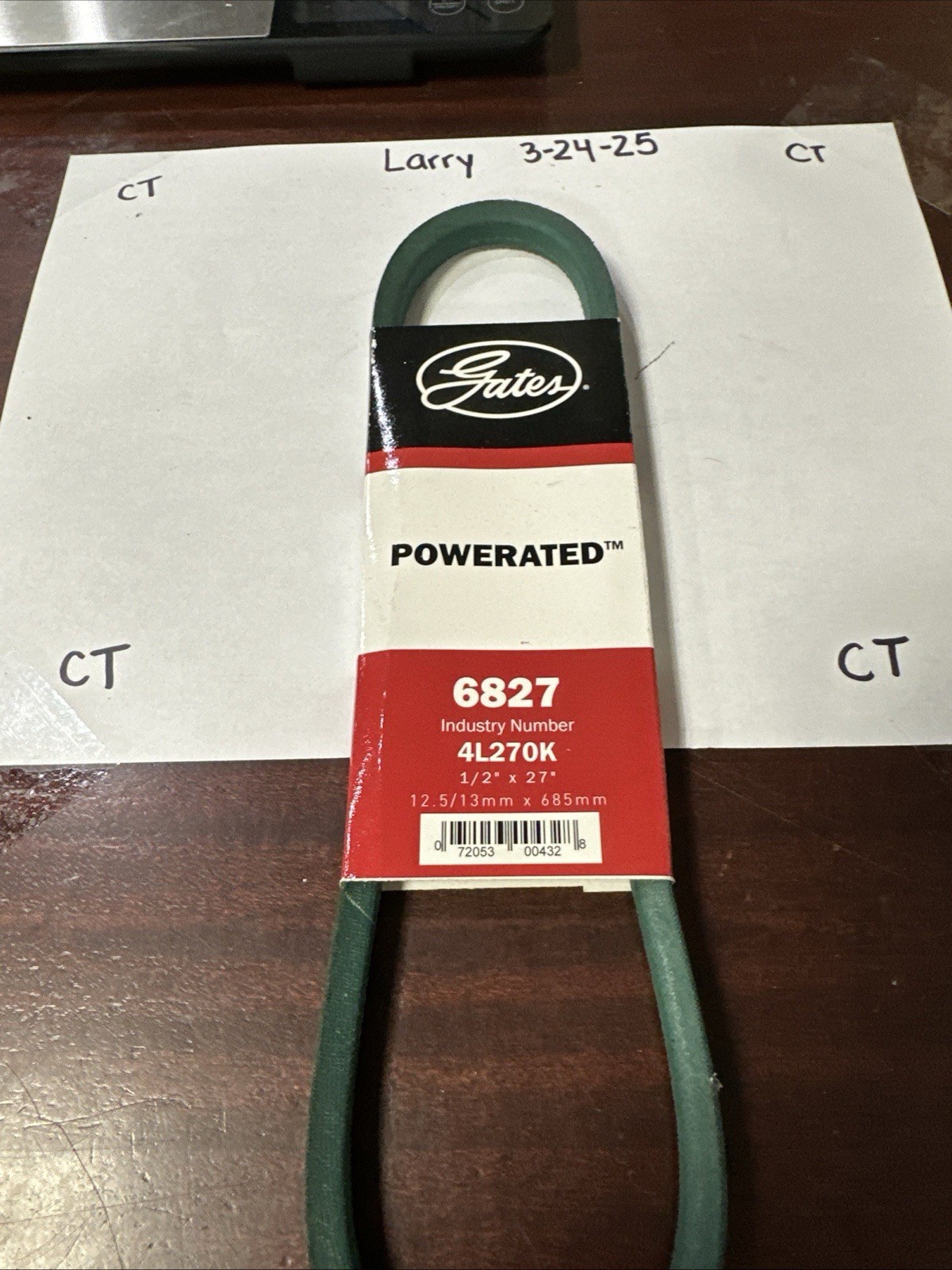 Gates 6827 Accessory Drive V-Belt/FHP Medium Horse-Power For Mowers/Snow Blowers