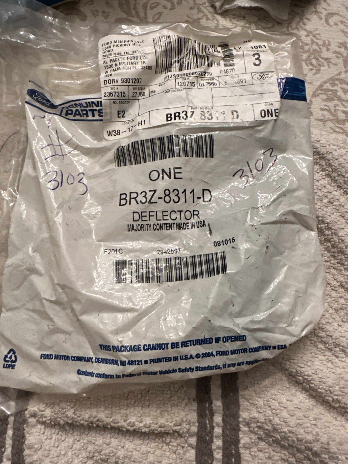 Genuine Ford Air Deflector BR3Z-8311-D